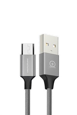 Huawei Y7 2019 Micro USB Hızlı Hasır Telefon Şarj Kablosu Quick Charge Gri